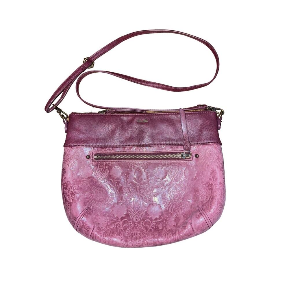 The Sak Oleta Burgundy Genuine Leather Crossbody Handbag Hobo Purse Hippy Gypsy